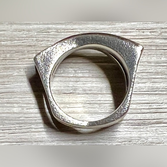 Jens Aagaard Sterling Silver & Gold CZ Abstract Split Shank Ring, Size 6 - Picture 6 of 10